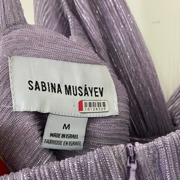 Sabina Musayev Pacific Purple Metallic Maxi Gown Tiered Size Medium Dress Read* - Picture 4 of 7